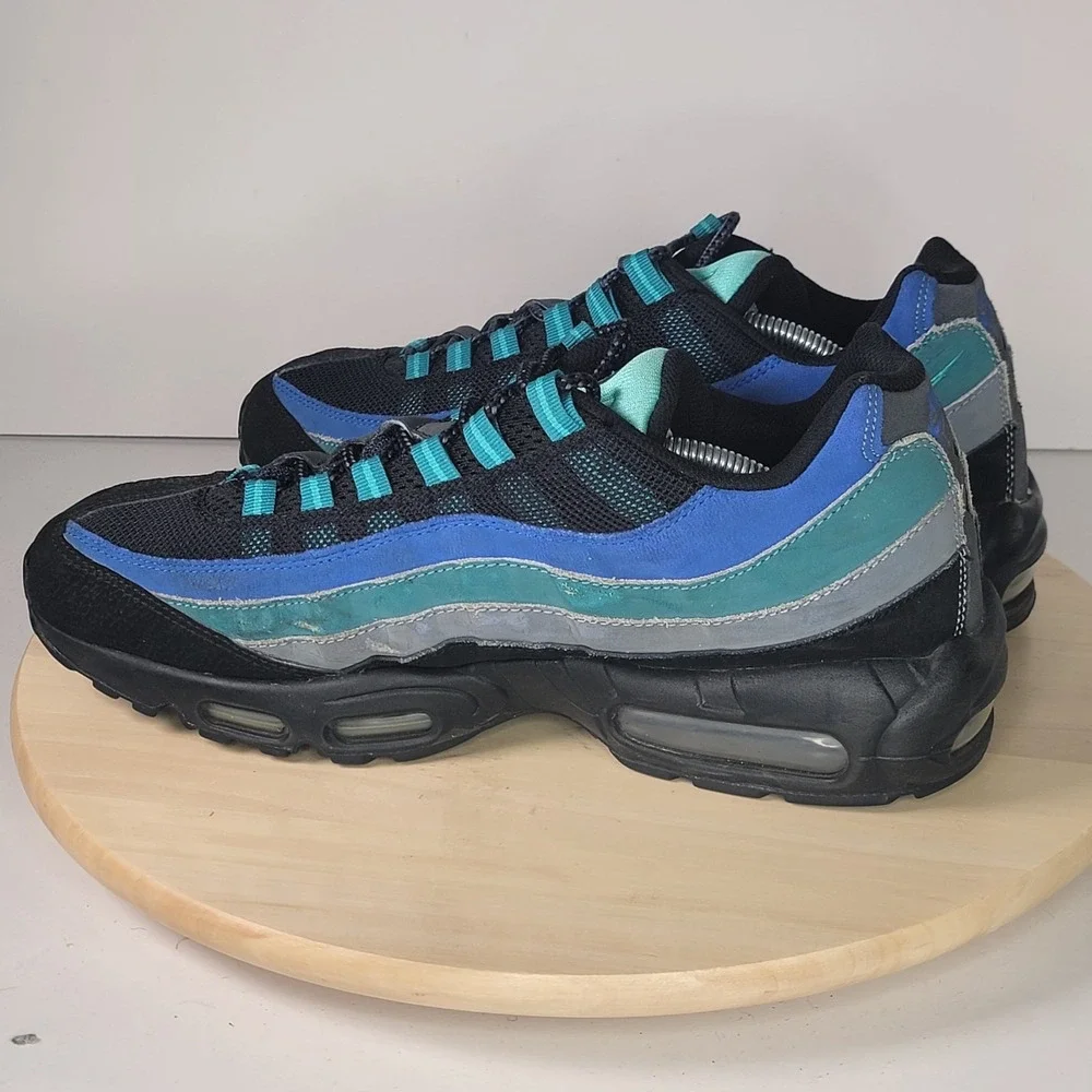 2014 Nike Air Max 95 OG SZ 12 Black Hyper Cobalt Blue Teal PRM 609048-084